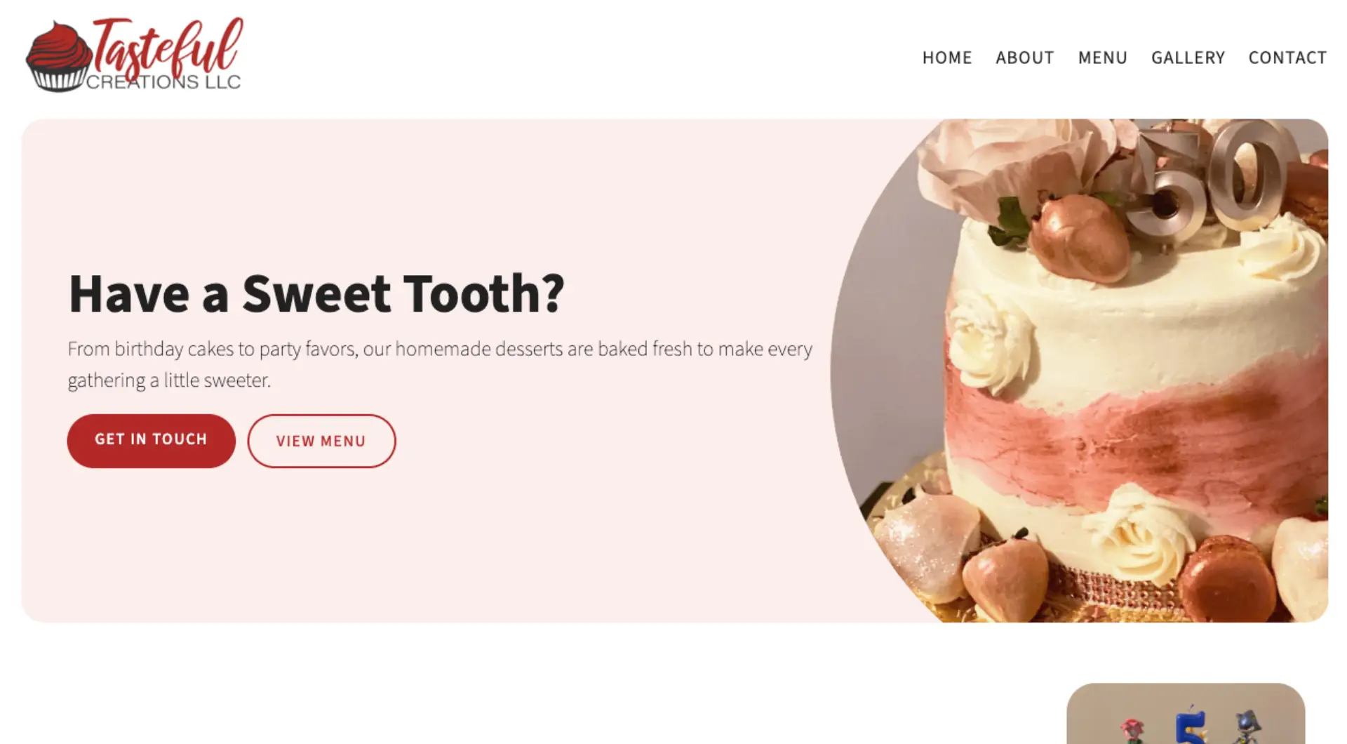 Screenshot of Tasteful Creations website